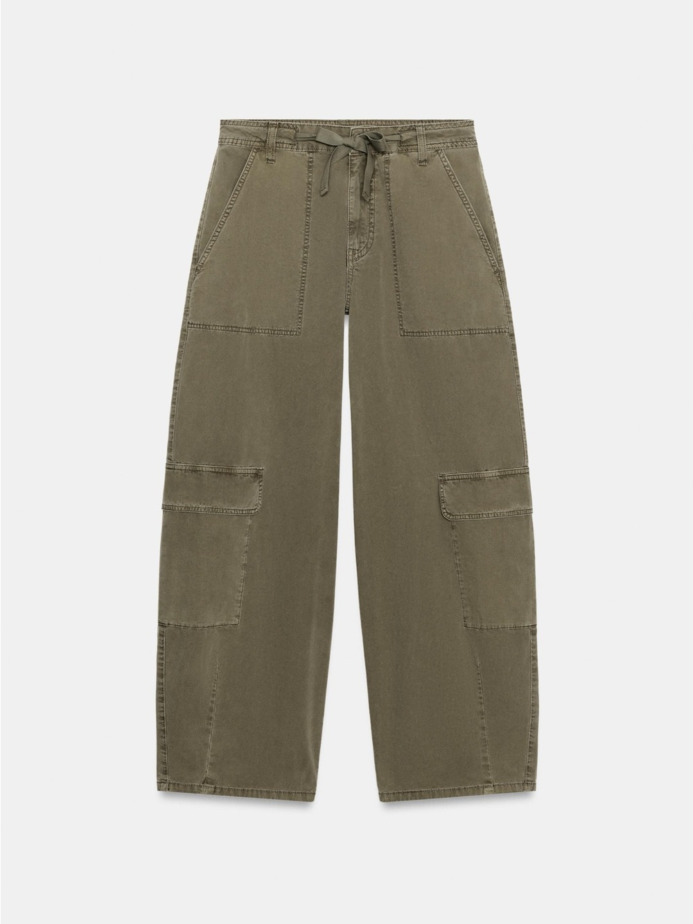 Zara Oversize Cargo Trousers Dark Khaki Green Size 4 NWT - Picture 9 of 10
